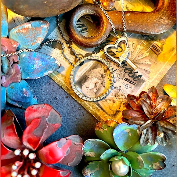 Sterling Silver 925 Diamond Crystal CZ Layering Sparkly Gift Double 2 Necklaces - Picture 1 of 13